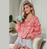 Red animal print top