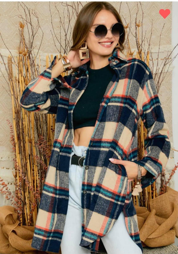 FLANNEL Navy SHACKET