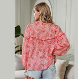 Red animal print top