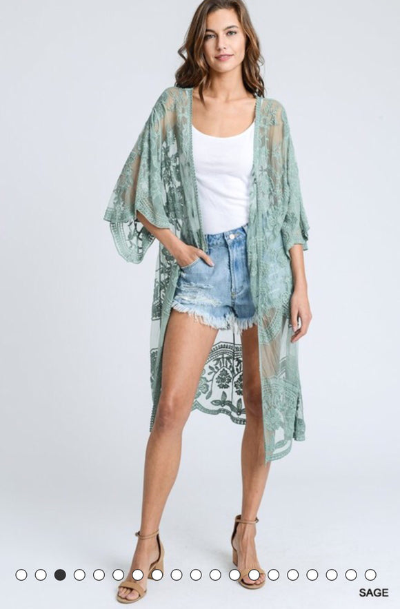 Sage Lace Kimono