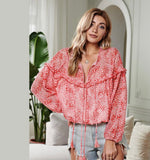 Red animal print top