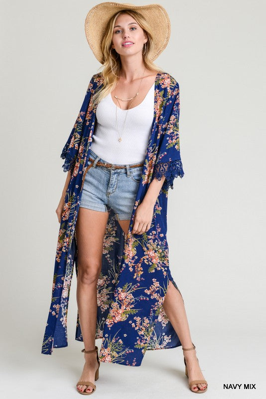 Floral Perfection Kimono (Black and Navy)